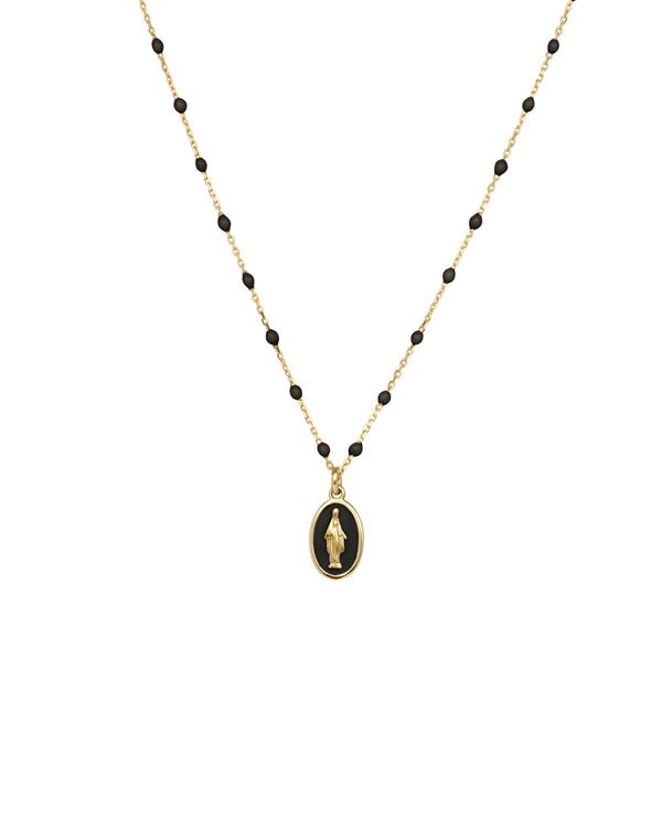 Gargantilla de esmalte Madonna y cadena de semillas esmaltadas - ORO 18KT