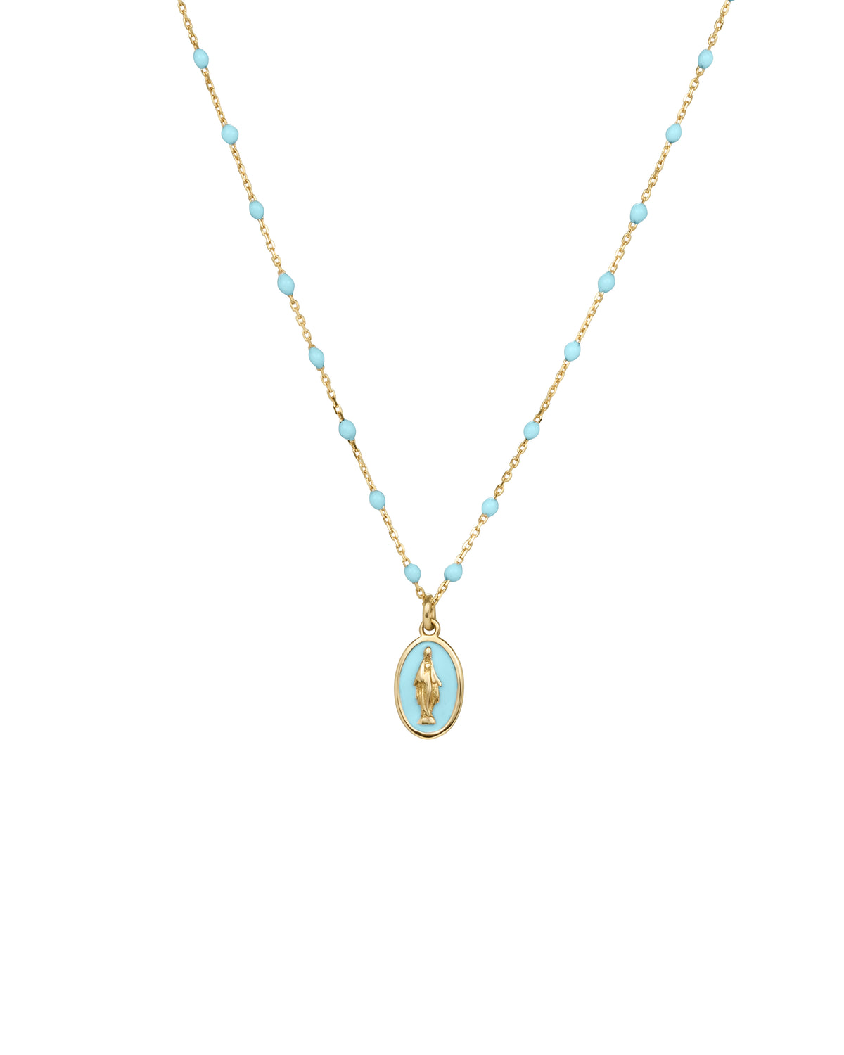 Gargantilla de esmalte Madonna y cadena de semillas esmaltadas - ORO 18KT