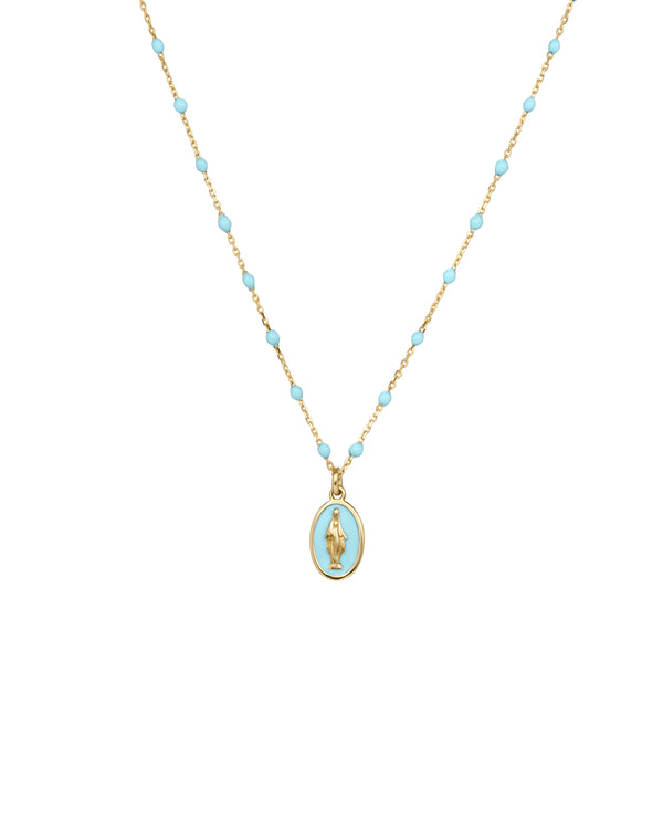 Gargantilla de esmalte Madonna y cadena de semillas esmaltadas - ORO 18KT