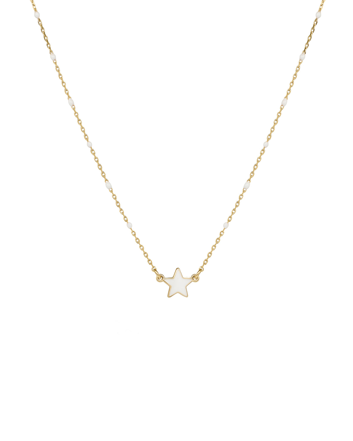 Gargantilla de estrella esmaltada y cadena de semillas esmaltadas - ORO 18KT