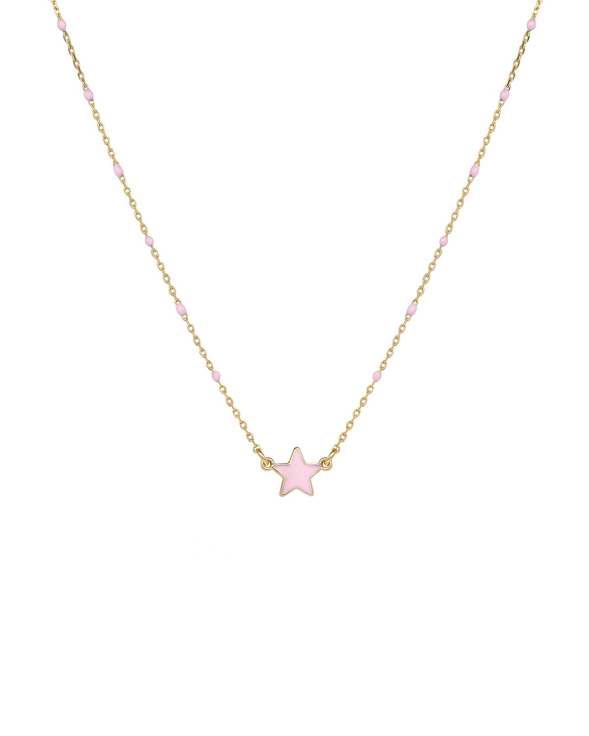 Gargantilla de estrella esmaltada y cadena de semillas esmaltadas - ORO 18KT