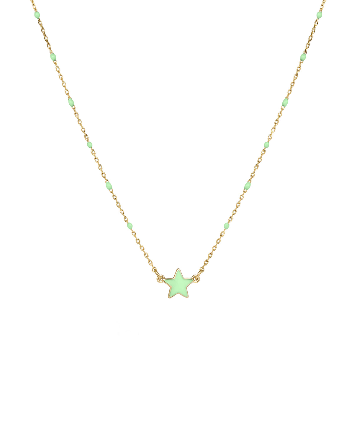 Gargantilla de estrella esmaltada y cadena de semillas esmaltadas - ORO 18KT