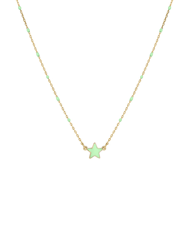 Enamelled star choker and enameled seed chain - GOLD18KT
