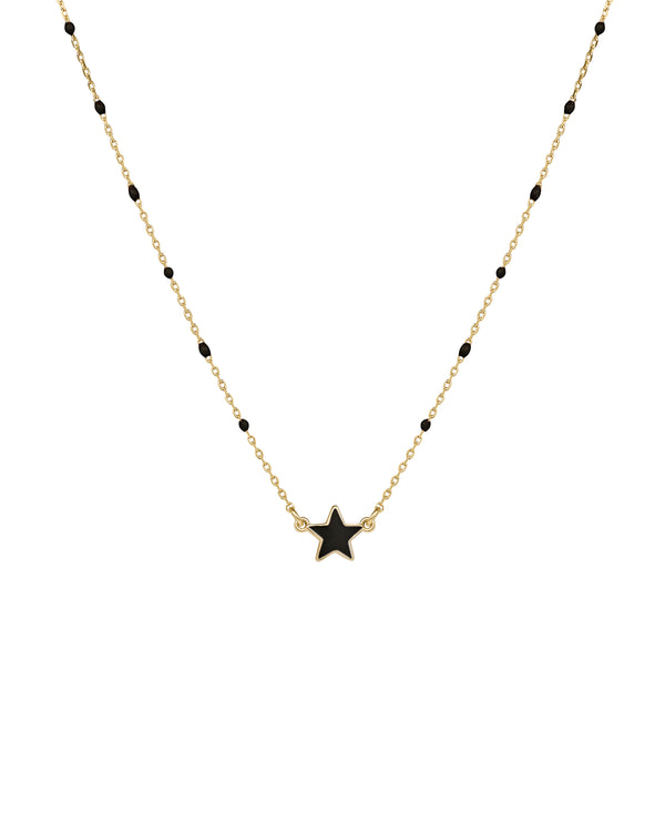 Enamelled star choker and enameled seed chain - GOLD18KT