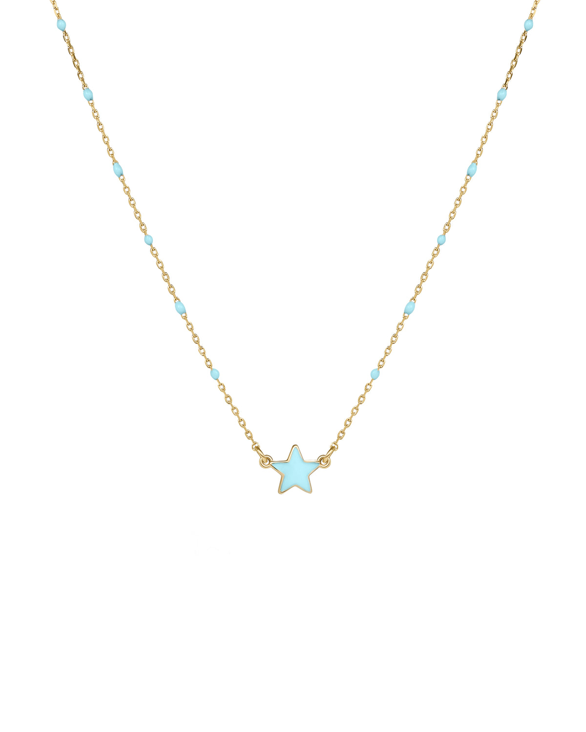 Gargantilla de estrella esmaltada y cadena de semillas esmaltadas - ORO 18KT