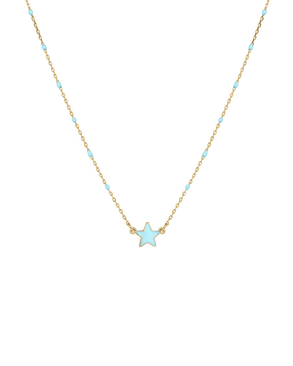 Enamelled star choker and enameled seed chain - GOLD18KT