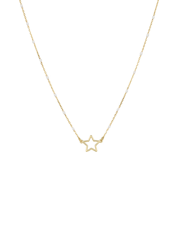 Girocollo stella traforata e catena semino smaltato - ORO18KT