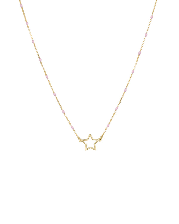 Girocollo stella traforata e catena semino smaltato - ORO18KT