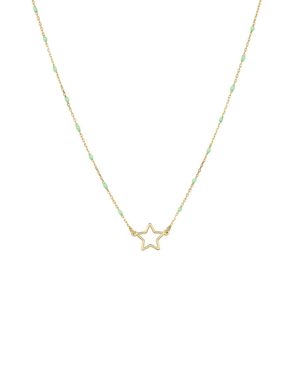 Girocollo stella traforata e catena semino smaltato - ORO18KT