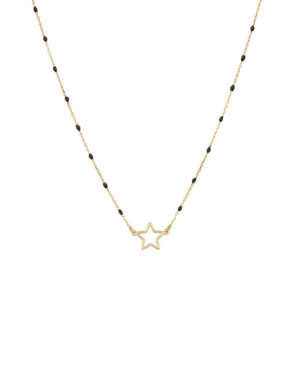 Girocollo stella traforata e catena semino smaltato - ORO18KT