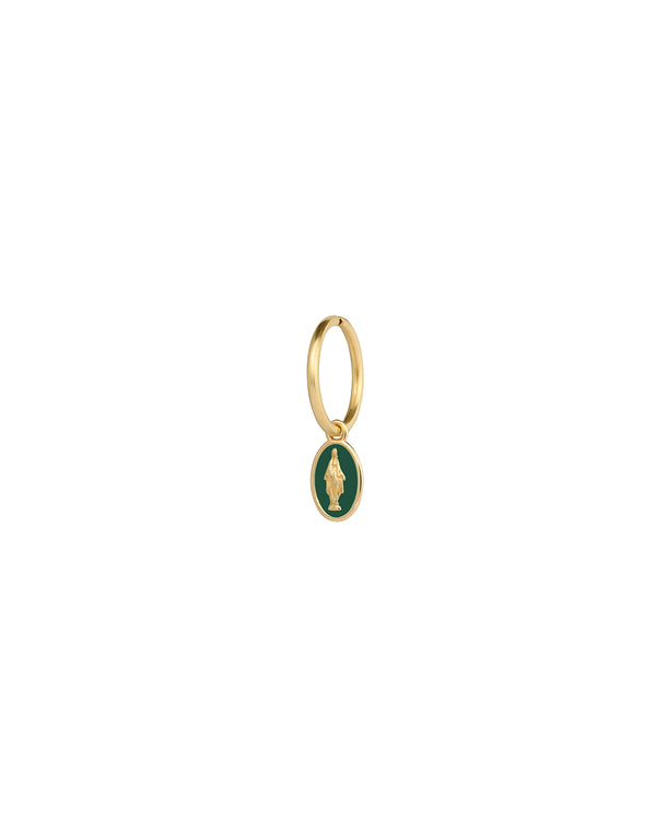 Mono-orecchino mini hoop con madonna smaltata - ORO18KT