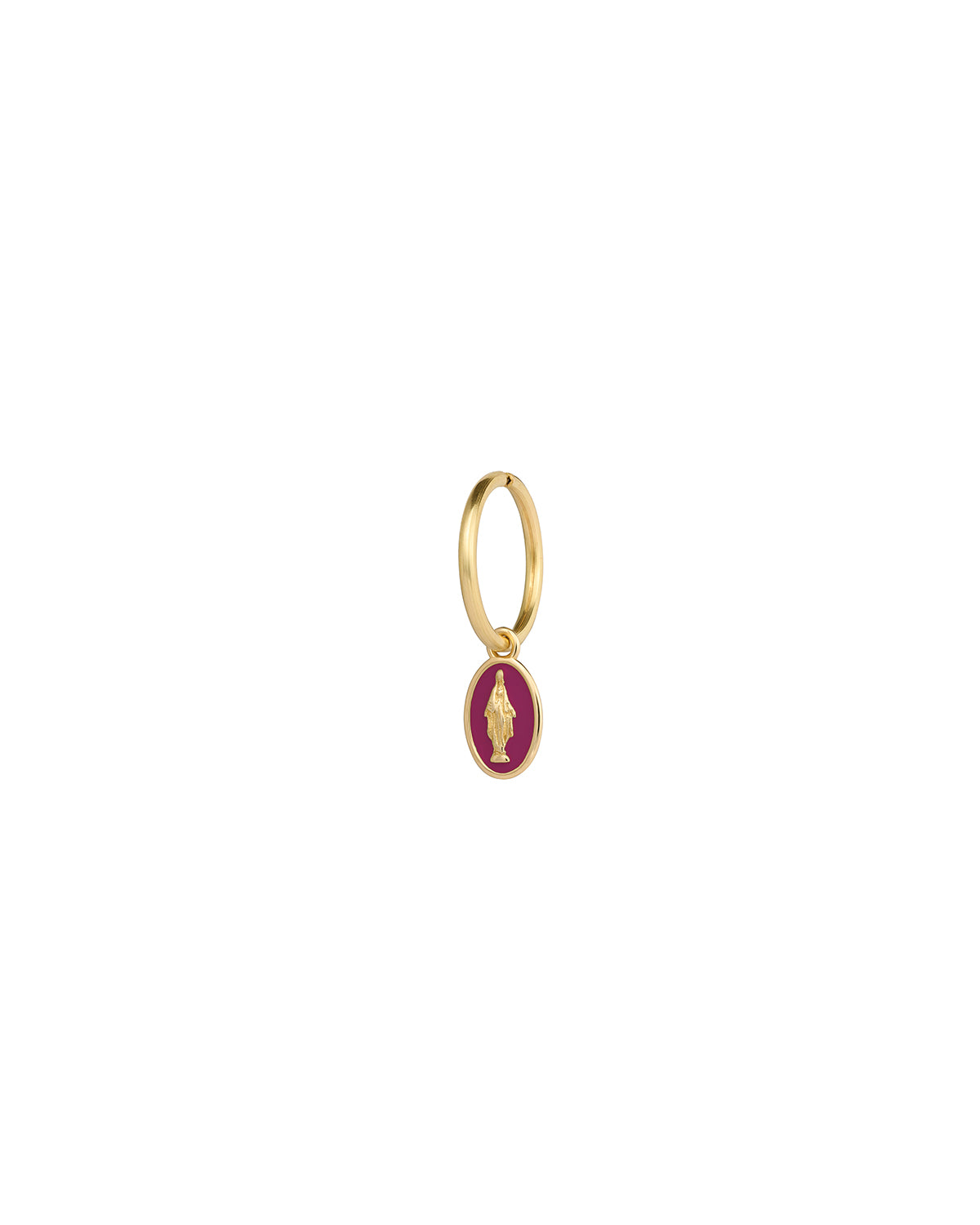 Lebole Gioielli Orecchino Singolo Mono In Ottone Con Pietra Fuxia - Collezione Brassy, Made In Italy