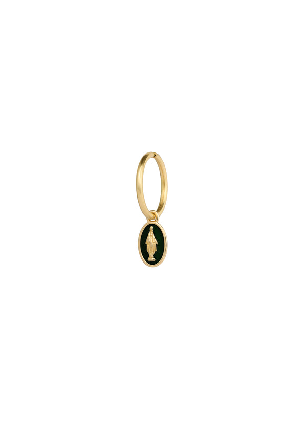 Mono-orecchino mini hoop con madonna smaltata - ORO18KT