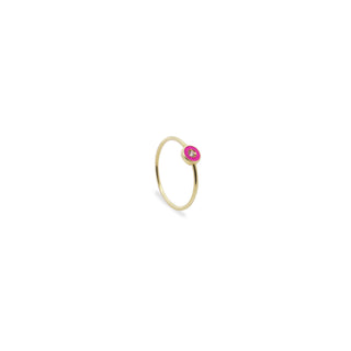 Anello fedina Diamond DOT fucsia Fluo e Diamante Lab Grown - ORO18KT