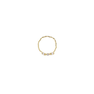 Chain ring and three lab-grown brilliants - ORO18KT