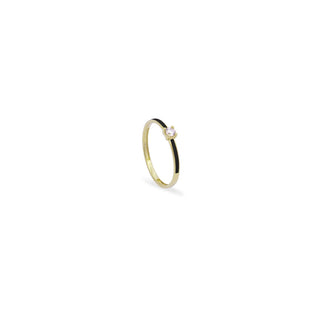 Anello fedina smalto e diamante lab-grown - ORO18KT