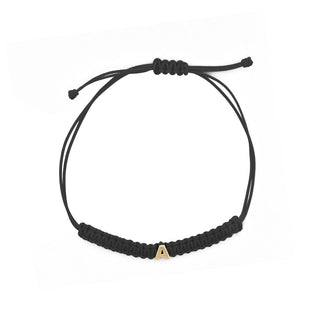 Bracciale tessuto nero con lettera - ORO18KT