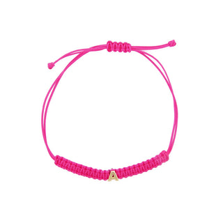 Pulsera de tela rosa con letra - ORO18KT