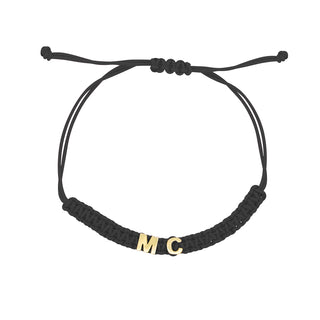 Bracciale tessuto nero personalizzabile - ORO18KT