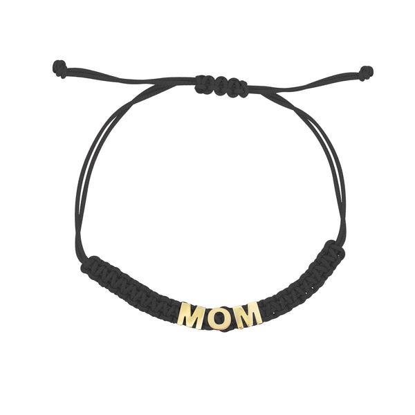 Black MOM fabric bracelet - ORO18KT