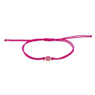 Bracciale tessuto Diamond DOT fucsia Fluo e Diamante Lab Grown - ORO18KT