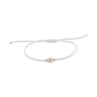 White Fabric bracelet Diamond DOT and Lab Grown Diamond - ORO18KT