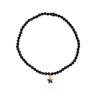 Pulsera elastica estrella con diamantes negros y espinela - ORO18KT