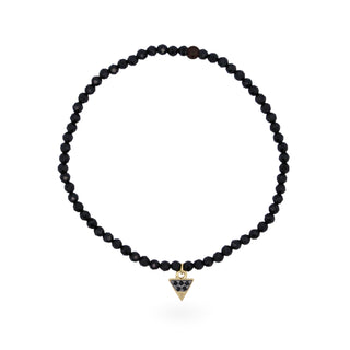 Pulsera elastica triangulo con diamantes negros y espinela - ORO18KT