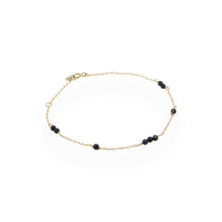 Chain bracelet with alternating black spinel stone - ORO18KT