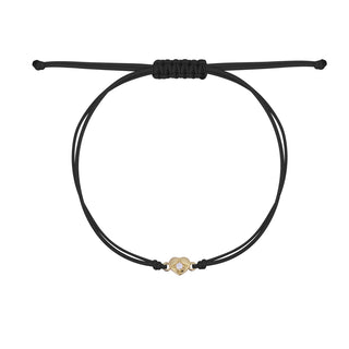 Bracciale tessuto cuore e diamante lab-grown - ORO18KT