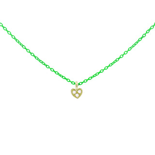 Girocollo cuore verde fluo e Diamanti Lab Grown - ORO18KT