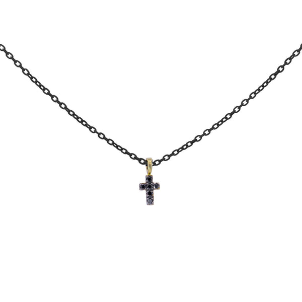 Choker total black Cross with black diamonds - ORO18KT