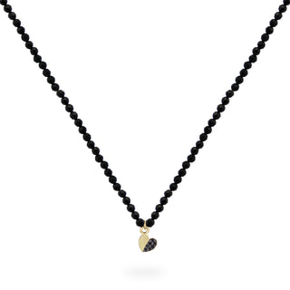 Elastic chocker with black diamond heart and spinel stone - ORO18KT