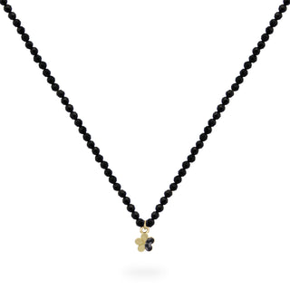 Elastic chocker with black diamond flower and spinel stone - ORO18KT