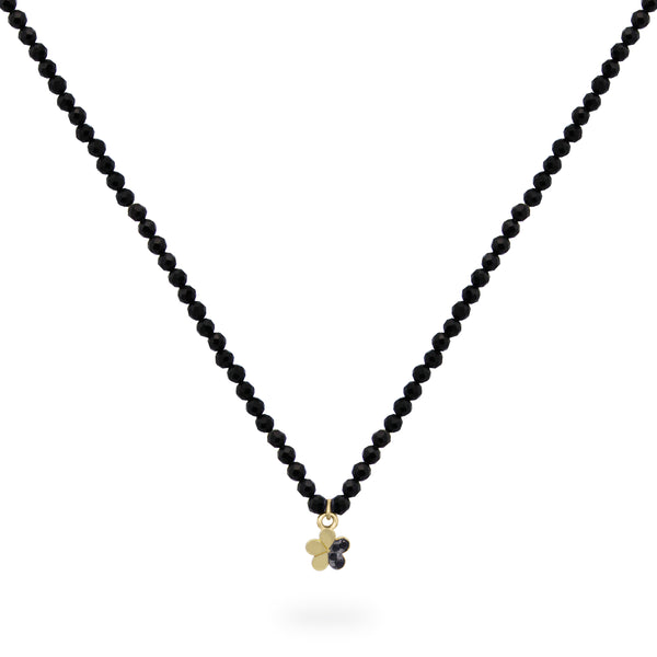 Elastic chocker with black diamond flower and spinel stone - ORO18KT
