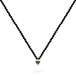 Gargantilla elastica triangulo con diamantes negros y espinela - ORO18KT