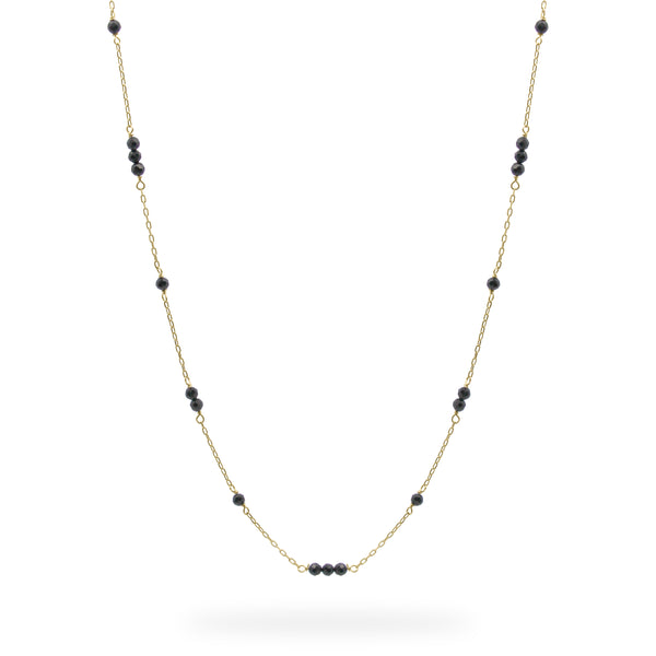 Chocker with alternating natural black spinel stone - ORO18KT