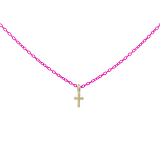 Girocollo croce Fucsia fluo - ORO18KT