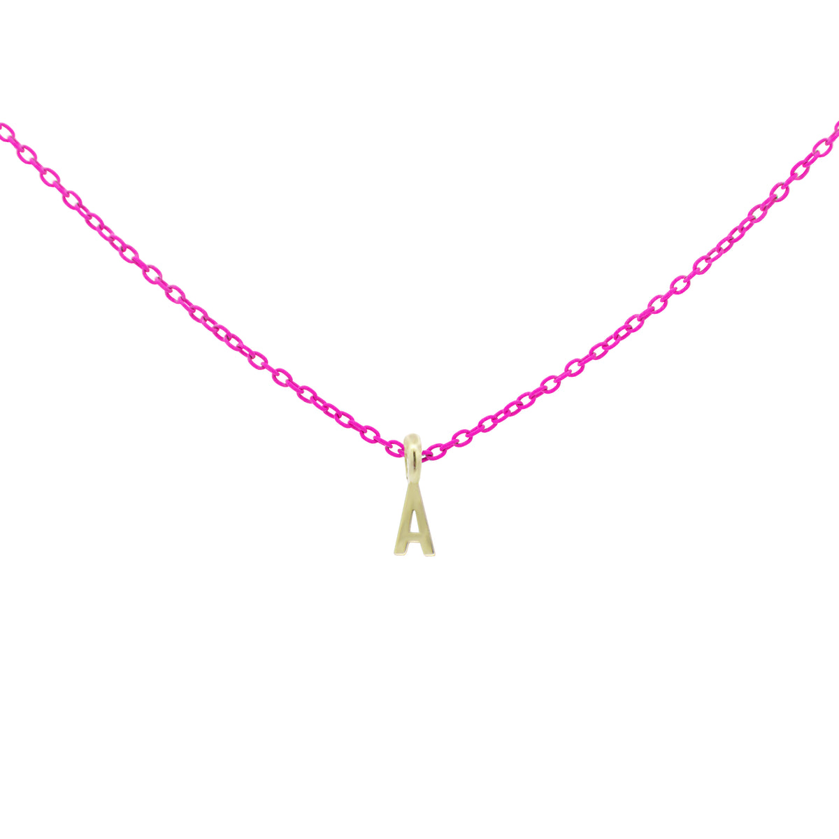 Gargantilla letra fucsia fluo - ORO18KT