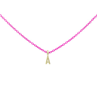 Fluo fuchsia letter choker - ORO18KT