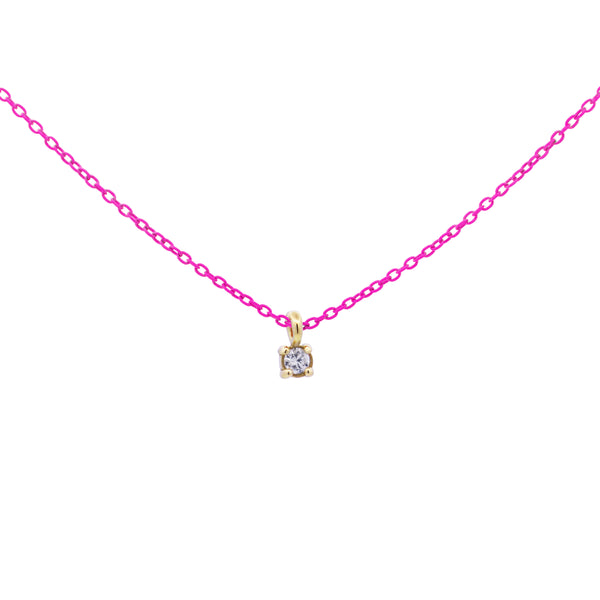 Choker with single diamond with bezel painted chain and Lab Grown Diamond - ORO 18KT