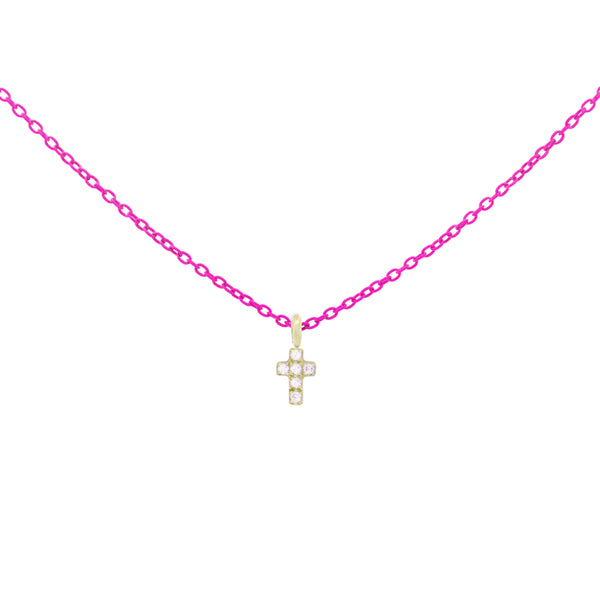 Choker with Cross painted chain and Lab Grown Diamond - ORO 18KT