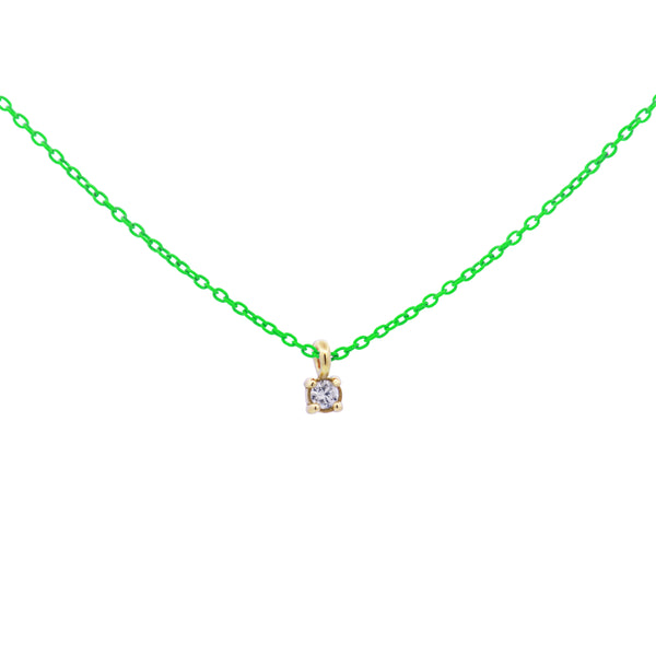 Choker with single diamond with bezel painted chain and Lab Grown Diamond - ORO 18KT