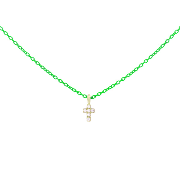 Choker with Cross painted chain and Lab Grown Diamond - ORO 18KT
