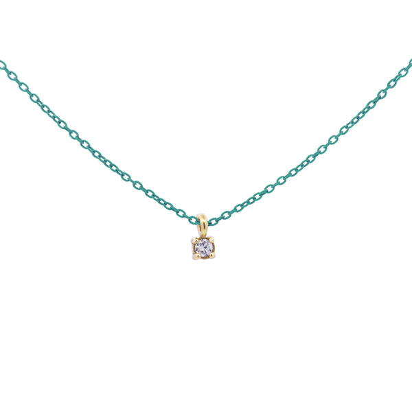 Choker with single diamond with bezel painted chain and Lab Grown Diamond - ORO 18KT