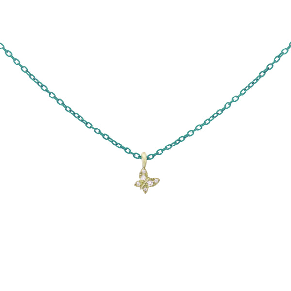 Choker with Butterfly painted chain and Lab Grown Diamond - ORO 18KT