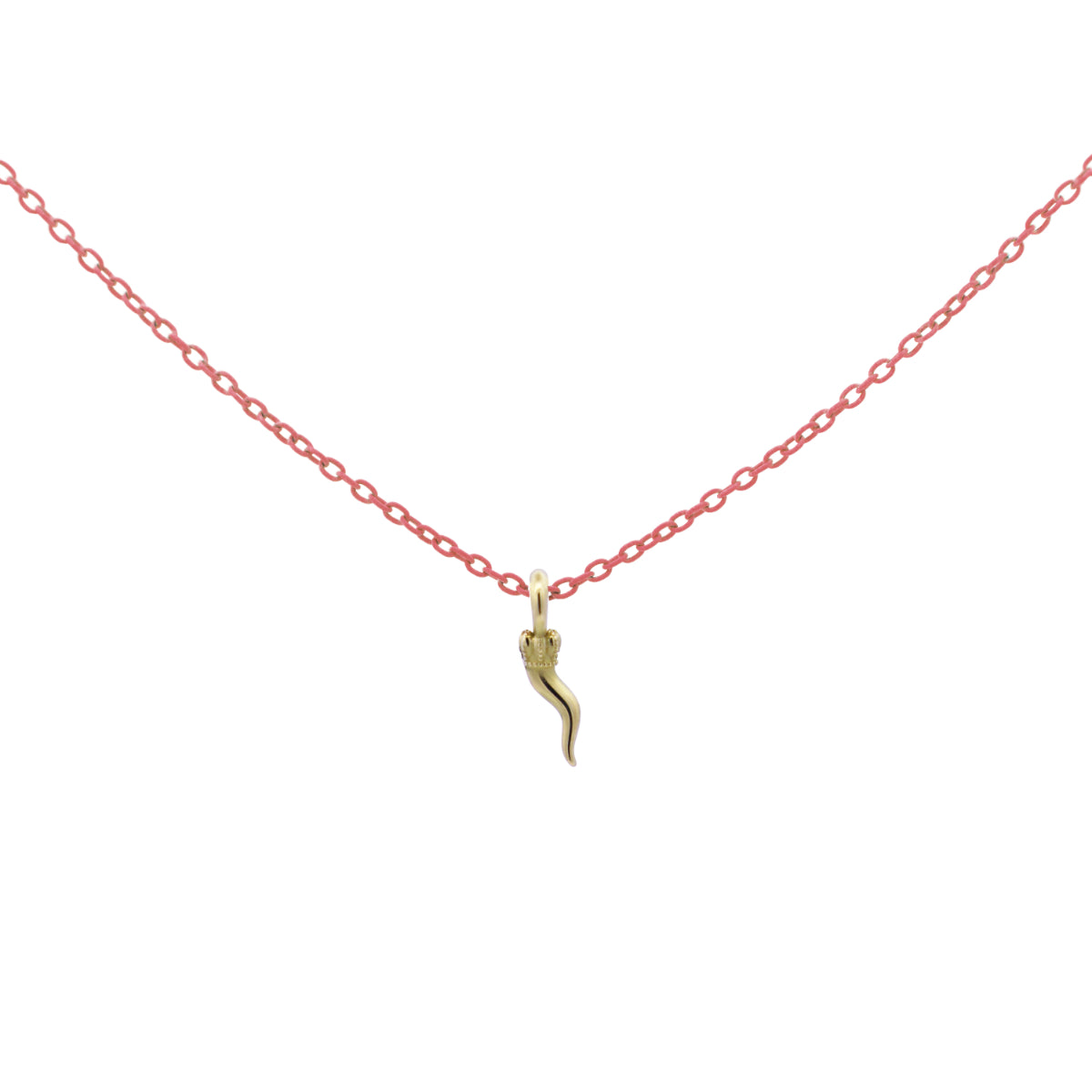 Gargantilla con cuerno de la suerte y cadena pintada - ORO18KT