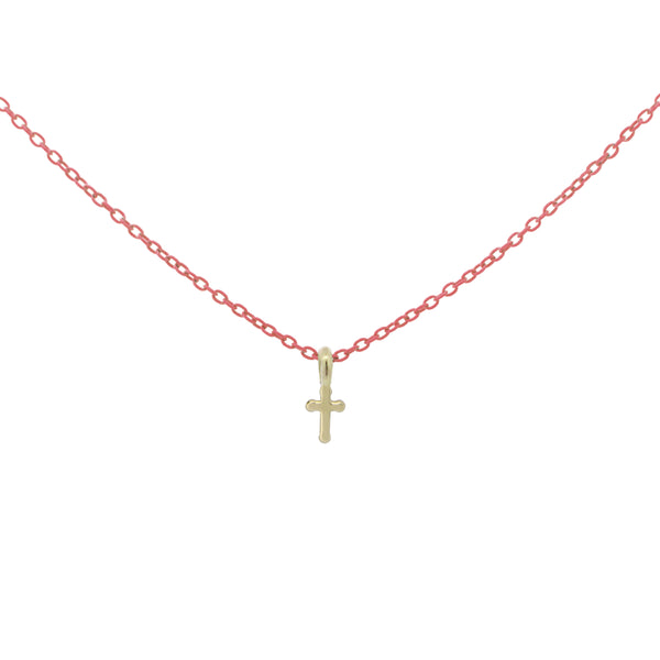 Gargantilla con cruz y cadena pintada - ORO18KT