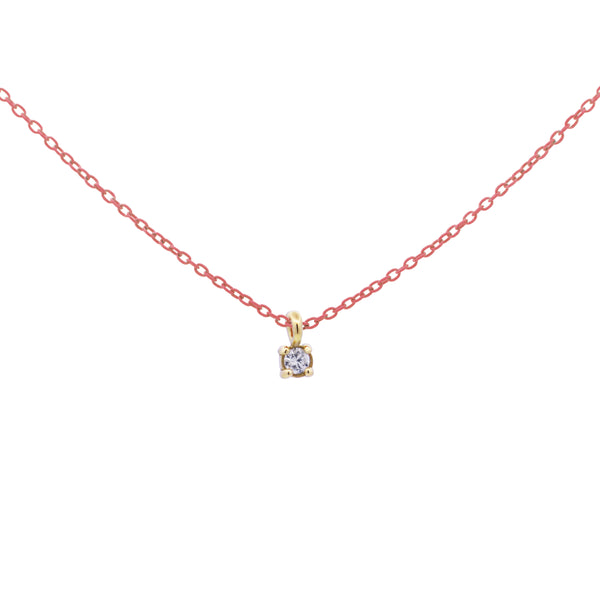 Choker with single diamond with bezel painted chain and Lab Grown Diamond - ORO 18KT