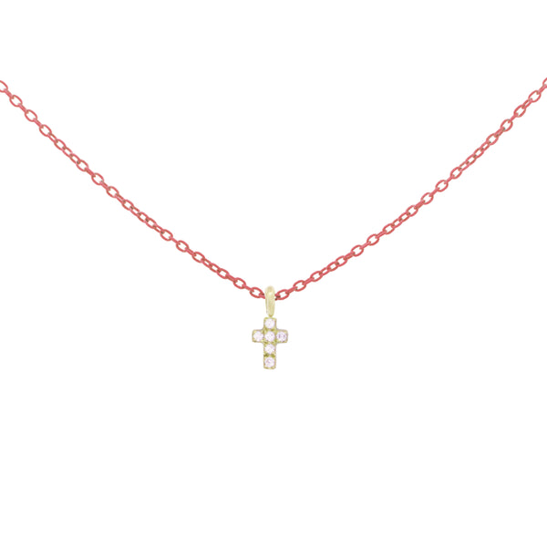 Choker with Cross painted chain and Lab Grown Diamond - ORO 18KT